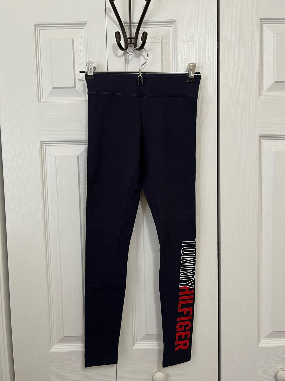 Tommy Hilfiger Navy Leggings with Red and White Logo Print